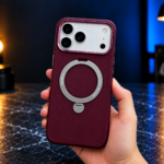 Premium Leather MagSafe Case for iPhone with Magnetic Stand Ring - Image 2