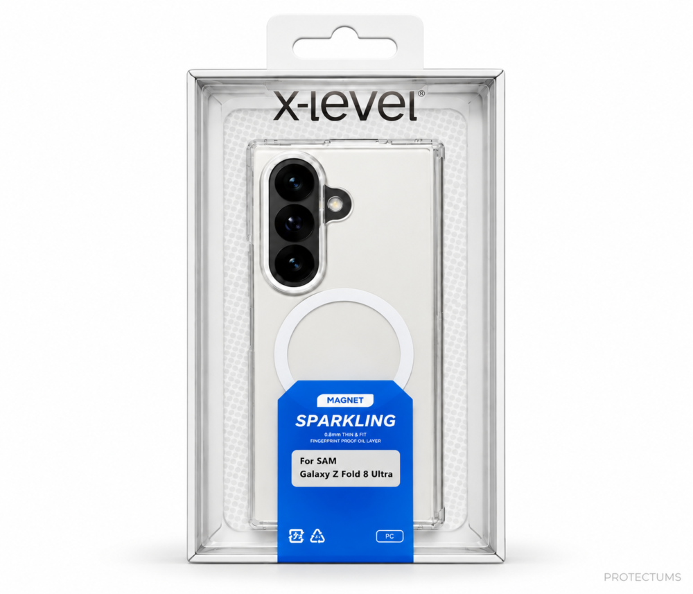 X-Level Sparkling Magnetic Case for Samsung Galaxy Z Fold 8 Ultra | Clear Protection