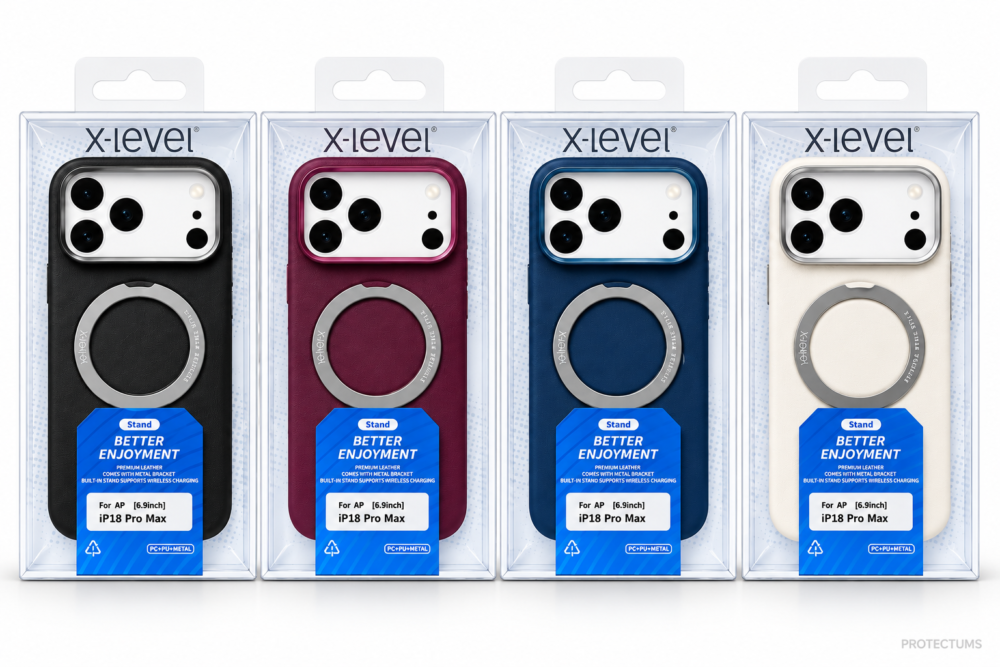 Premium Leather MagSafe Case for iPhone with Magnetic Stand Ring